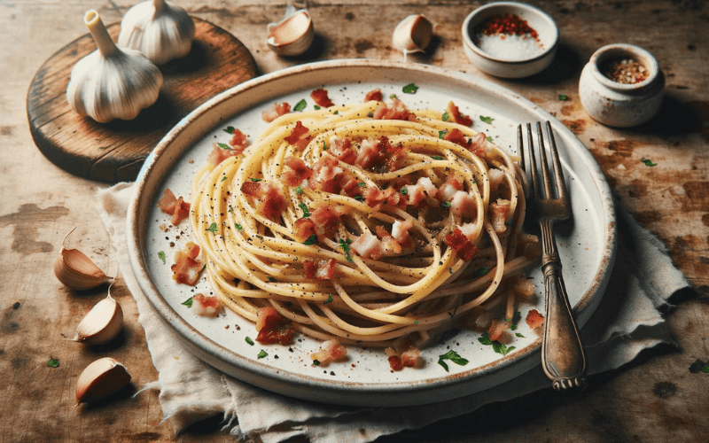 Macarrão ao Alho e Óleo com Bacon